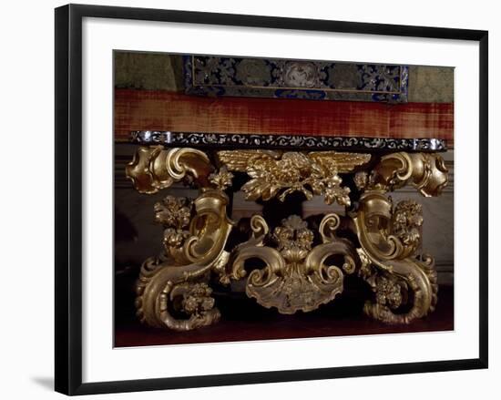 Baroque Style Carved and Gilt Wood Console Table, with Inlaid Marble Top, Italy-null-Framed Giclee Print