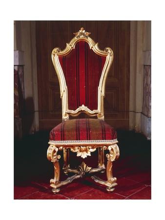 Baroque Style Chair With Upholstered High Back Carved And Gilt Wood Soragna Castle Giclee Print Art Com