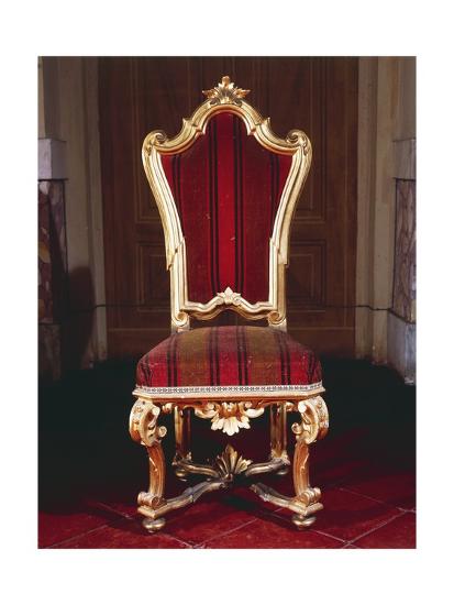 Baroque Style Chair With Upholstered High Back Carved And Gilt Wood Soragna Castle Giclee Print Art Com