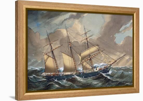 Barquentine Bootle in Storm, 1876, Watercolour by Louis Renault, 19th Century-null-Framed Premier Image Canvas