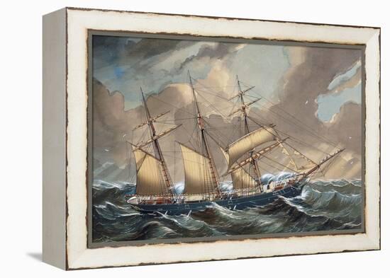 Barquentine Bootle in Storm, 1876, Watercolour by Louis Renault, 19th Century-null-Framed Premier Image Canvas