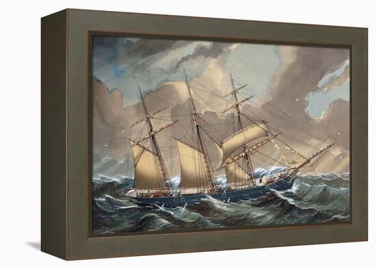 Barquentine Bootle in Storm, 1876, Watercolour by Louis Renault, 19th Century-null-Framed Premier Image Canvas