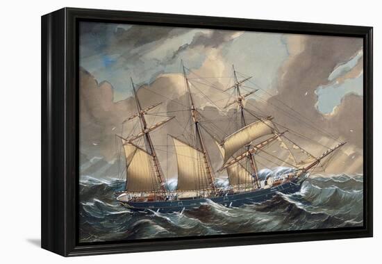 Barquentine Bootle in Storm, 1876, Watercolour by Louis Renault, 19th Century-null-Framed Premier Image Canvas