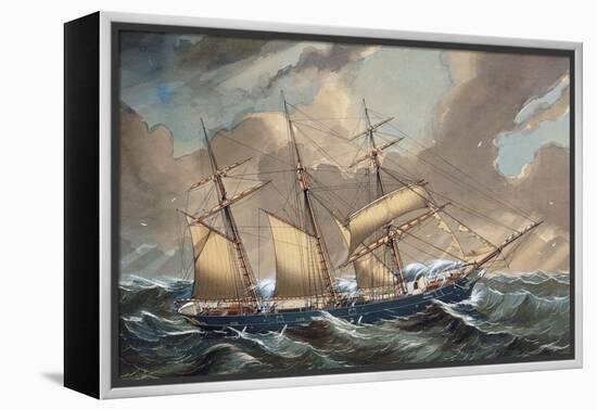 Barquentine Bootle in Storm, 1876, Watercolour by Louis Renault, 19th Century-null-Framed Premier Image Canvas