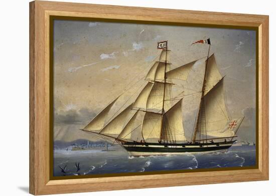 Barquentine with Flag of Holy Land, 1849-Louis Renault-Framed Premier Image Canvas