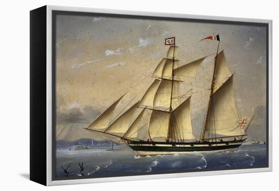 Barquentine with Flag of Holy Land, 1849-Louis Renault-Framed Premier Image Canvas