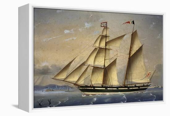 Barquentine with Flag of Holy Land, 1849-Louis Renault-Framed Premier Image Canvas