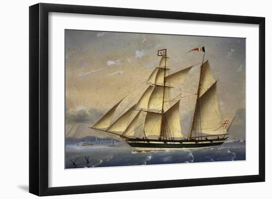 Barquentine with Flag of Holy Land, 1849-Louis Renault-Framed Giclee Print
