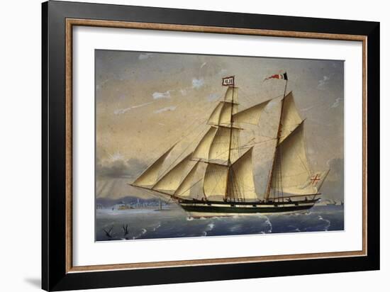 Barquentine with Flag of Holy Land, 1849-Louis Renault-Framed Giclee Print