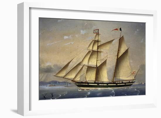 Barquentine with Flag of Holy Land, 1849-Louis Renault-Framed Giclee Print