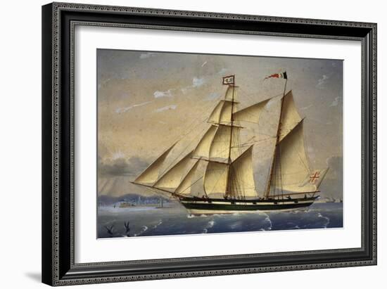 Barquentine with Flag of Holy Land, 1849-Louis Renault-Framed Giclee Print