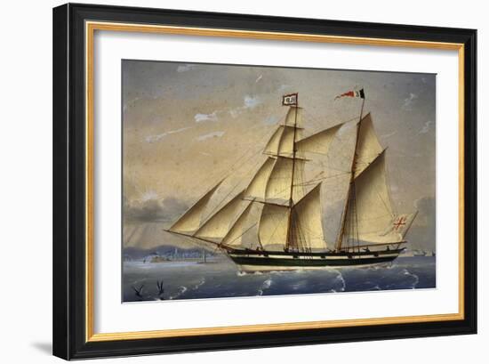 Barquentine with Flag of Holy Land, 1849-Louis Renault-Framed Giclee Print