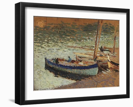 Barques au port (dos du tableau bouquet de bleuets)-Henri Martin-Framed Giclee Print