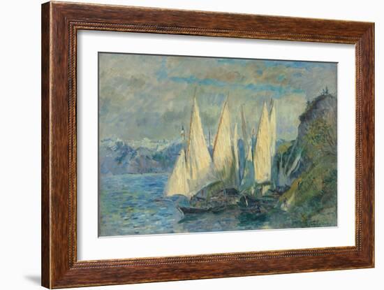 Barques Aux Grandes Voiles Sur Le Lac Léman À Meillerie En Haute-Savoie-Albert Lebourg-Framed Giclee Print