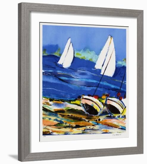 Barques Et Voiles Blanches-François D'Arguin-Framed Collectable Print