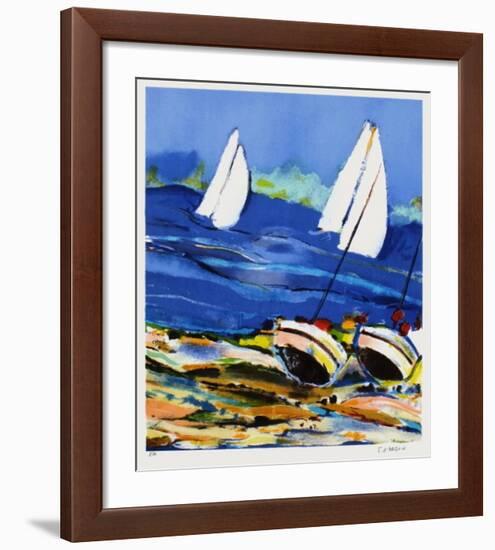 Barques Et Voiles Blanches-François D'Arguin-Framed Collectable Print