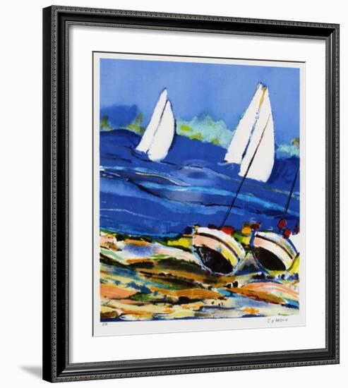 Barques Et Voiles Blanches-François D'Arguin-Framed Collectable Print