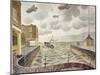 Barrage Balloons Outside a British Port-Eric Ravilious-Mounted Giclee Print