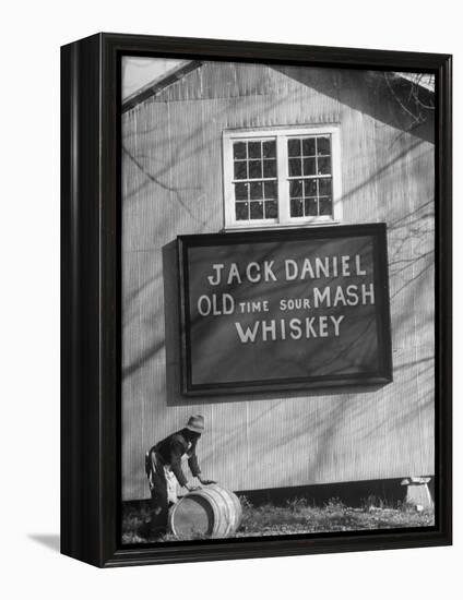 Barrel Being Rolled to Warehouse at Jack Daniels Distillery-Ed Clark-Framed Premier Image Canvas