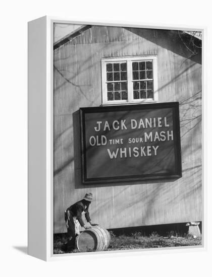 Barrel Being Rolled to Warehouse at Jack Daniels Distillery-Ed Clark-Framed Premier Image Canvas
