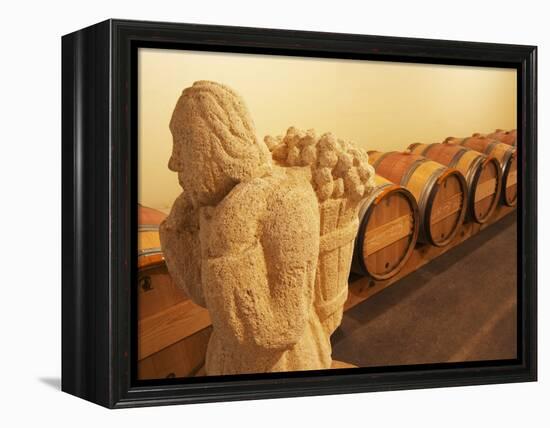 Barrel Cellar for Aging Wines in Oak Casks, Chateau La Grave Figeac, Bordeaux, France-Per Karlsson-Framed Premier Image Canvas