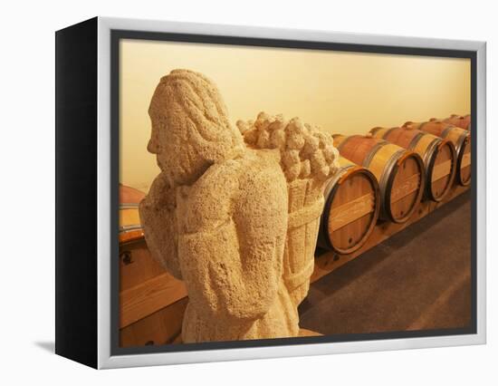 Barrel Cellar for Aging Wines in Oak Casks, Chateau La Grave Figeac, Bordeaux, France-Per Karlsson-Framed Premier Image Canvas