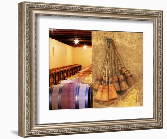 Barrel Cellar for Aging Wines in Oak Casks, Chateau La Grave Figeac, Bordeaux, France-Per Karlsson-Framed Premium Photographic Print