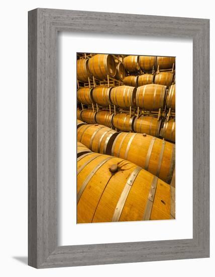 Barrel Room of a Washington Winery, Yakima Valley, Washington, USA-Richard Duval-Framed Photographic Print