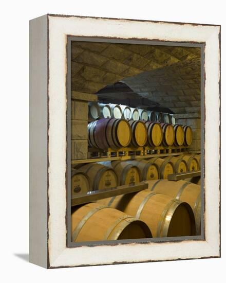 Barrels in Cellar at Chateau Changyu-Castel, Shandong Province, China-Janis Miglavs-Framed Premier Image Canvas