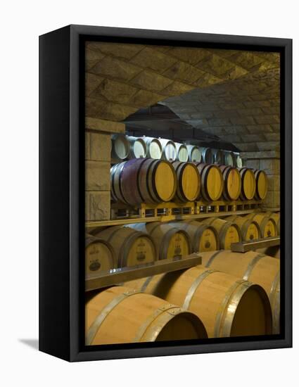 Barrels in Cellar at Chateau Changyu-Castel, Shandong Province, China-Janis Miglavs-Framed Premier Image Canvas