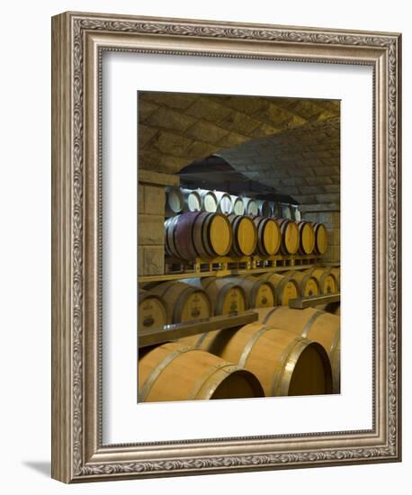 Barrels in Cellar at Chateau Changyu-Castel, Shandong Province, China-Janis Miglavs-Framed Photographic Print