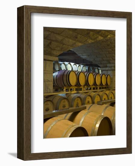 Barrels in Cellar at Chateau Changyu-Castel, Shandong Province, China-Janis Miglavs-Framed Photographic Print