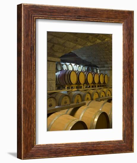 Barrels in Cellar at Chateau Changyu-Castel, Shandong Province, China-Janis Miglavs-Framed Photographic Print