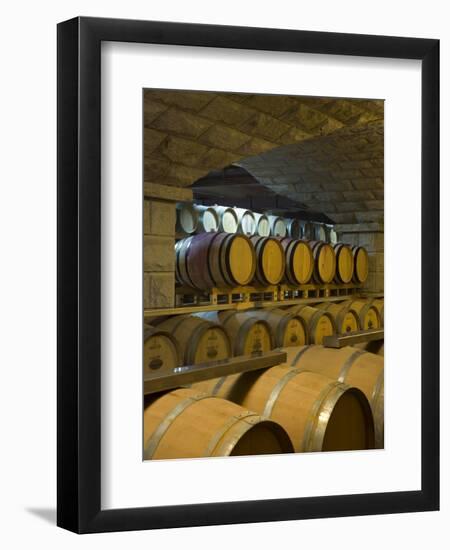 Barrels in Cellar at Chateau Changyu-Castel, Shandong Province, China-Janis Miglavs-Framed Photographic Print