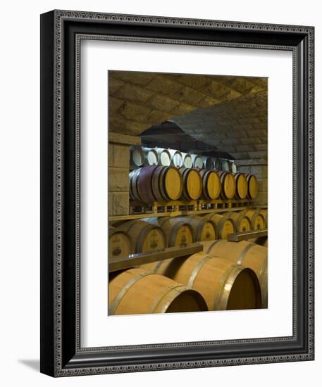 Barrels in Cellar at Chateau Changyu-Castel, Shandong Province, China-Janis Miglavs-Framed Photographic Print