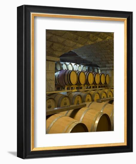 Barrels in Cellar at Chateau Changyu-Castel, Shandong Province, China-Janis Miglavs-Framed Photographic Print