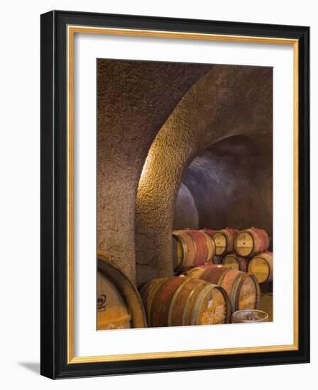 Barrels in Cellar at Long Meadow Ranch Winery, Ruthford, Napa Valley, California, USA-Janis Miglavs-Framed Photographic Print