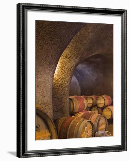 Barrels in Cellar at Long Meadow Ranch Winery, Ruthford, Napa Valley, California, USA-Janis Miglavs-Framed Photographic Print