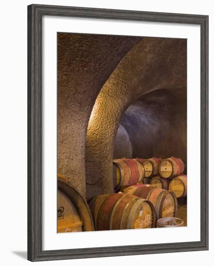 Barrels in Cellar at Long Meadow Ranch Winery, Ruthford, Napa Valley, California, USA-Janis Miglavs-Framed Photographic Print