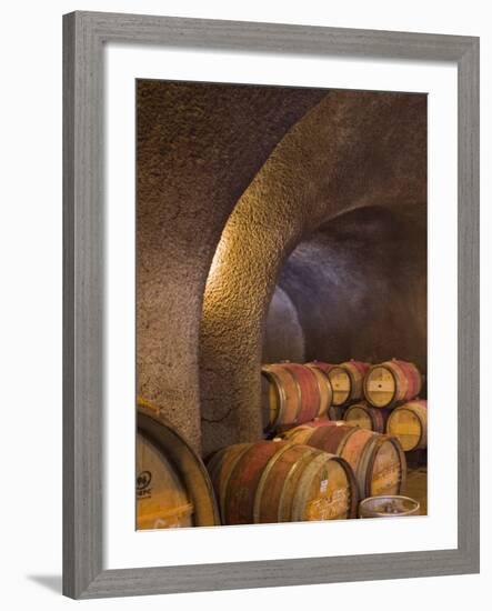 Barrels in Cellar at Long Meadow Ranch Winery, Ruthford, Napa Valley, California, USA-Janis Miglavs-Framed Photographic Print