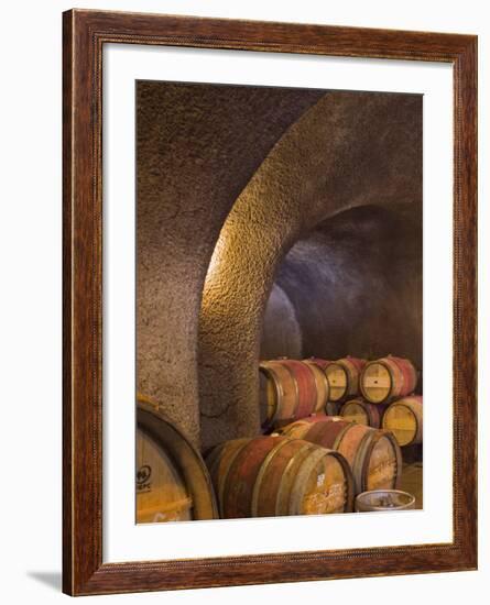 Barrels in Cellar at Long Meadow Ranch Winery, Ruthford, Napa Valley, California, USA-Janis Miglavs-Framed Photographic Print