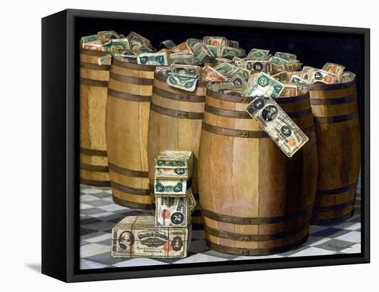 Barrels of Money, C.1897 (Oil on Canvas)-Victor Dubreuil-Framed Premier Image Canvas