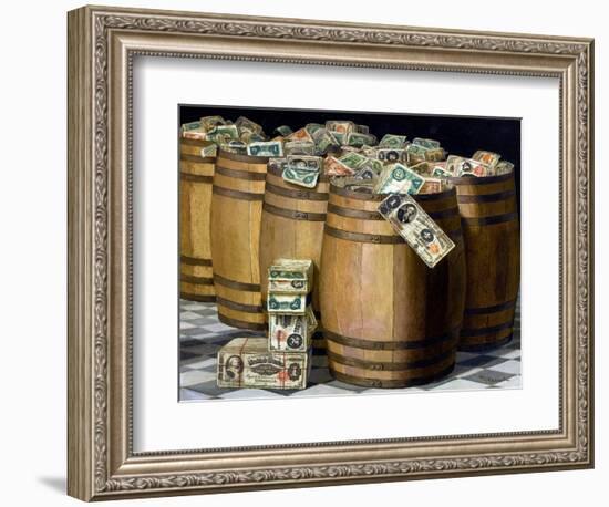 Barrels of Money, C.1897 (Oil on Canvas)-Victor Dubreuil-Framed Giclee Print