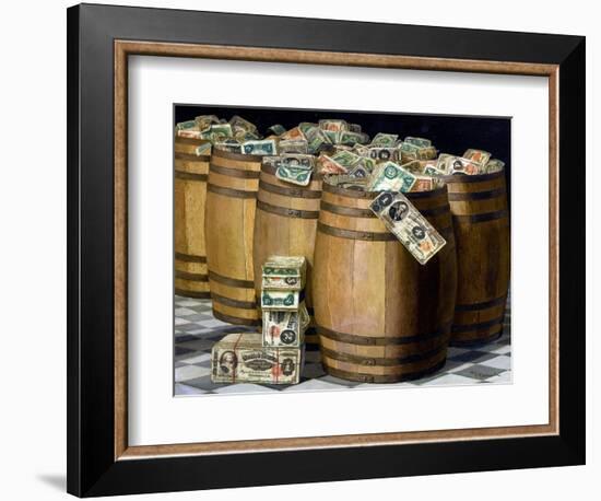 Barrels of Money, C.1897 (Oil on Canvas)-Victor Dubreuil-Framed Giclee Print