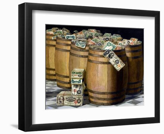 Barrels of Money, C.1897 (Oil on Canvas)-Victor Dubreuil-Framed Giclee Print