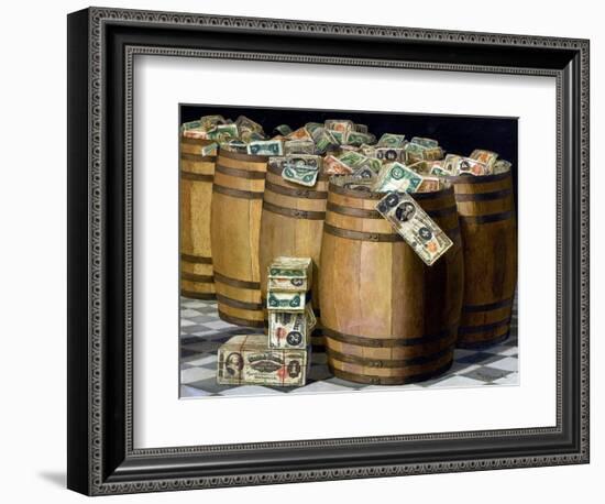 Barrels of Money, C.1897 (Oil on Canvas)-Victor Dubreuil-Framed Giclee Print