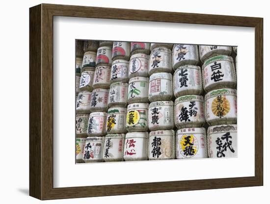 Barrels of Sake Wrapped in Straw at the Meiji Jingu, Tokyo, Japan, Asia-Stuart Black-Framed Photographic Print