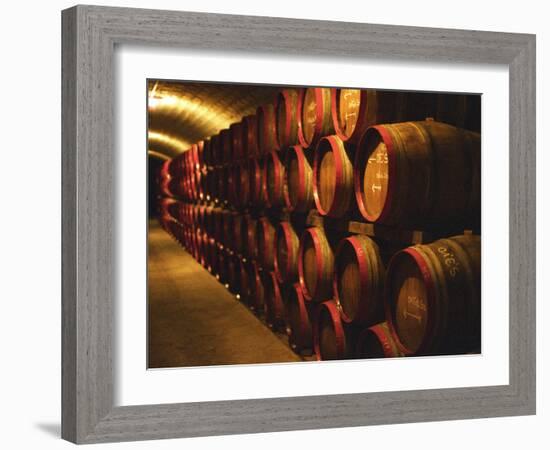 Barrels of Tokaj Wine in Disznoko Cellars, Hungary-Per Karlsson-Framed Photographic Print