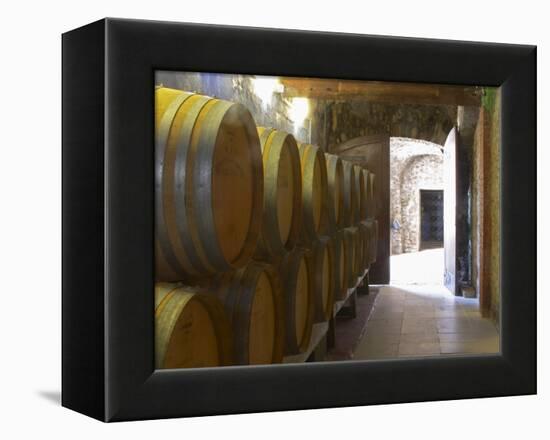 Barrels of Wine Aging in the Cellar, Chateau Vannieres, La Cadiere d'Azur-Per Karlsson-Framed Premier Image Canvas