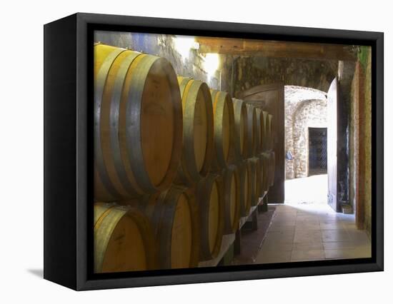 Barrels of Wine Aging in the Cellar, Chateau Vannieres, La Cadiere d'Azur-Per Karlsson-Framed Premier Image Canvas